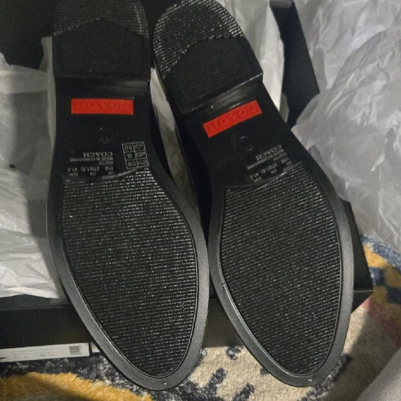 Black and Gray Ankle Rain Boots with Red Accent COACH Size 11 - Picture 6 of 7